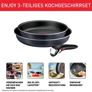Set tigai Tefal Ingenio Enjoy L72390 3 piese compatibil inductie maner detasabil antiaderent - Img 3