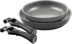 Set tigaie BALLARINI Torre 24 si 28 cm, ceramica, cu manere detasabile, gri