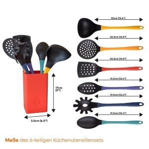 Set ustensile de bucatarie MasterChef cu suport, 6 piese, rosii - Img 8