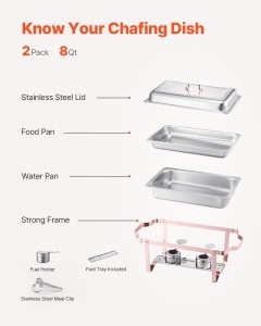 Set VEVOR Chafing Dish HZ-433 75L Rosegold Inox Durabil - Img 5