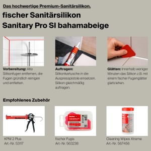 Silikon sanitare Fischer DSSA BG, 310 ml, culoare bej, ideal pentru baie si bucatarie - Img 4