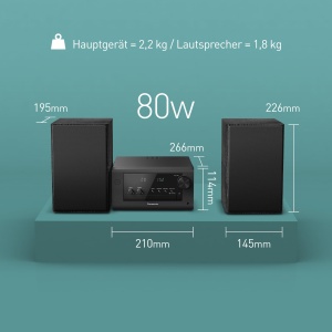 Sistem audio compact Panasonic SC-PM704EG-K, 80W, Bluetooth, negru - Img 6