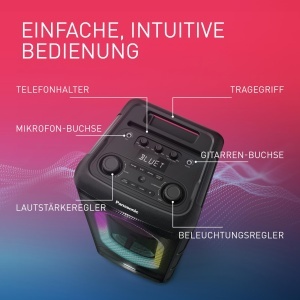 Sistem audio de inalta performanta Panasonic SC-TMAX45E-K cu Bluetooth, 1000W, iluminare integrata, USB, intrare optica pentru televizor, intrari pentru chitara si microfon pentru karaoke, negru - Img 3