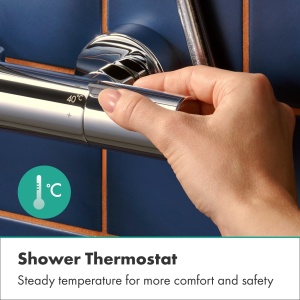 Sistem de dus hansgrohe Activera S 240 EcoSmart, crom, cu termostat si 2 tipuri de jeturi - Img 4