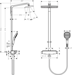 Sistem de dus hansgrohe Raindance Select E, 360 x 190 mm, crom, cu termostat - Img 5