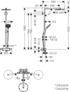 Sistem de dus hansgrohe Raindance Select S 240, 3 tipuri de jet, bronz periat - Img 3