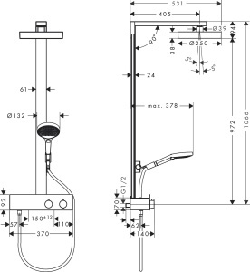 Sistem de dus hansgrohe Rainfinity 250 EcoSmart cu termostat, crom, 3 straluri - Img 5