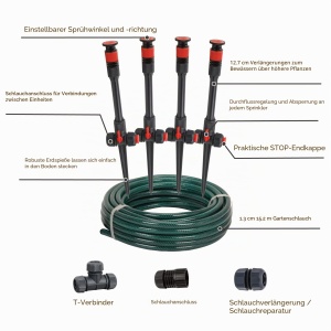 Sistem de Irigare Eden 98063 cu Design Flexibil, 4 Sprinklere, 15,2 m Hoses - Img 3