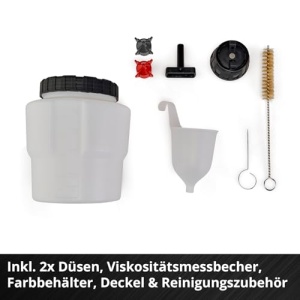 Sistem de pulverizare a vopselei fara fir Einhell TC-SY 18/60 Li-Solo Power X-Change (Li-Ion, 18 V, debit 650 ml/min, recipient de vopsea de 800 ml, inclusiv duza de 2,0 mm si 2,5 mm, livrat fara baterie si fara incarcator) - Img 6