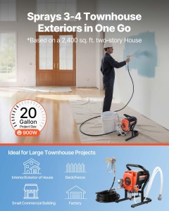 Sistem de pulverizare vopsea VEVOR 190C, 900W, 3300 psi, 1.78 Lmin, cadru metalic - Img 2