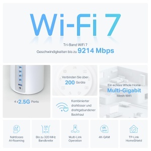 Sistem Wi-Fi Mesh TP-Link Deco BE65, Tri-Band, 11 Gbps, 4 Porturi 2.5G - Img 3