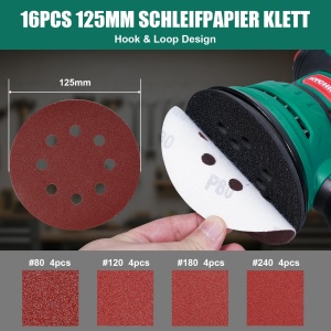 Slefuitor orbital HYCHIKA 300W 125mm 6 viteze cu 16 discuri abrazive - Img 4