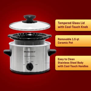 Slow Cooker Elite Gourmet MST-250XS, 1,7 l, 120 W, inox - Img 2