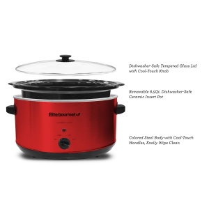 Slow Cooker Elite Gourmet MST-900RXT, 8L, 300W, Culoare Metallic-Rot - Img 6