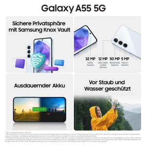 Smartphone Samsung Galaxy A55, 128 GB, 8 GB RAM, 50 MP, Galben Awesome - Img 4