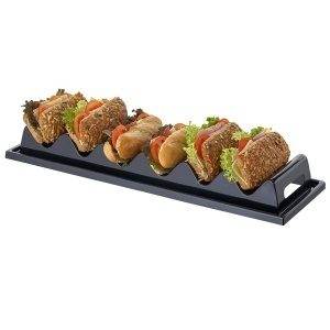 Snackpresenter APS 11889 - 6 compartimente, 60 x 19 cm, Polistiren, Negru