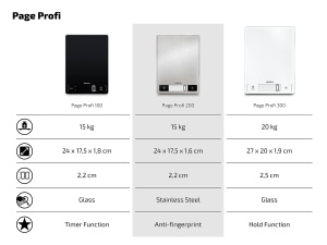 Soehnle Page Profi 200, cantar digital de bucatarie argintiu din otel inoxidabil, greutate de pana la 15 kg (precizie de 1 g), cantar de uz casnic cu functie tactila cu senzor patentat, cantar electronic cu baterii - Img 8