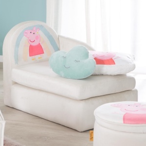 Sofa pentru copii Peppa Pig, confortabila, cu accotoare, 54x75x47 cm, bej - Img 2