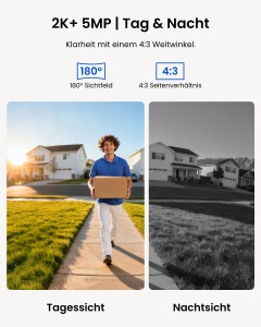 Sonerie video cu camera Reolink 5MP UHD, unghi 180, audio bidirectional - Img 2