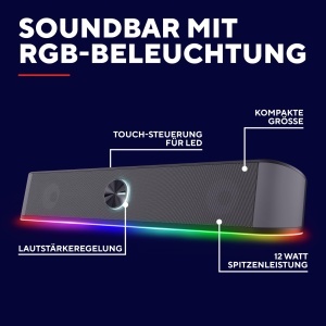 Soundbar PC Trust GXT 1619 Rhox, 12W, RGB, Design Compact - Img 2