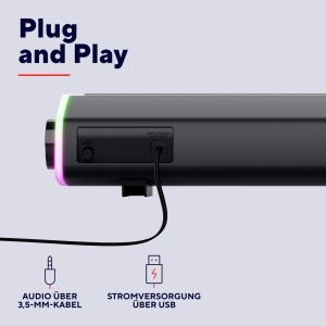 Soundbar PC Trust Liro 12W, Stereo, Negru cu LED RGB - Img 6