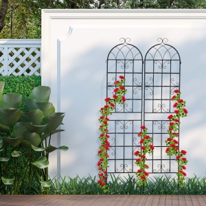 Spalier Metalic Relaxdays 2er Set, 220 x 50 cm, Negru - Img 2
