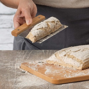 Spatula pentru aluat Zenker din otel inoxidabil cu maner din lemn de fag, 15 x 12 x 1,5 cm - Img 2