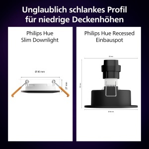 Spot LED incorporabil Philips Hue Slim, 90 mm, Alb si Colorat, Bluetooth, Control vocal - Img 4