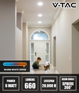 Spot LED V-TAC 4x 6W Pro Series, 660 Lumen, 3000K, Ultra Flac - Img 6