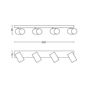 Spoturi LED Philips myLiving Kosipo 4 becuri GU10 negru design elegant - Img 3