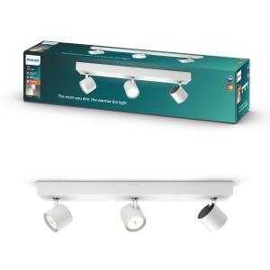Spoturi LED Philips Star 3 x 45W lumina calda reglabila tehnologie WarmGlow alb