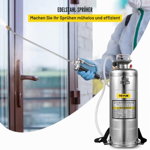 Spray de presiune VEVOR 12L din otel inoxidabil, 1.5-4.0 bar, cu furtun de 91 cm - Img 3