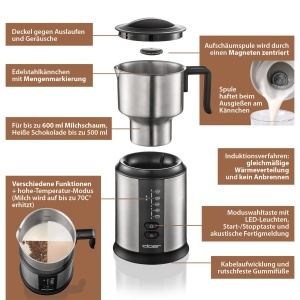 Spumator de lapte Cloer 7789, inductie, 800 ml, 500 W, negru - Img 3
