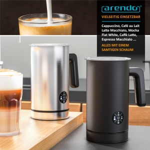 Spumator de lapte electric Arendo MILK SKY2 4 programe 500W 150-300 ml carcasa dubla din otel inoxidabil - Img 6