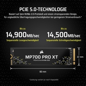 SSD Corsair MP700 PRO XT 2TB PCIe 5.0 NVMe M.2, 14900 MBs, Negru - Img 3