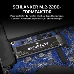 SSD NVMe Corsair MP700 Elite 1TB PCIe 5.0, 10000MBs, M.2 2280, Negru - Img 6