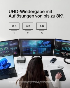 Statia de andocare Belkin USB-C 11-in-1 Pro GaN, 150 W, suport pentru 3 monitoare - Img 4