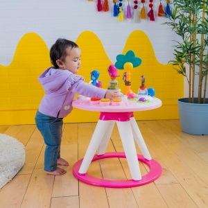 Statia de Joaca 2-in-1 Bright Starts Around We Go Tropic Coral, 10 Activitati, Roz - Img 4