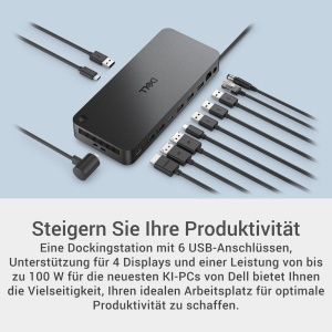 Statie de andocare USB-C Dell Pro Dock WD25, 100W, 4 display-uri, design compact - Img 2