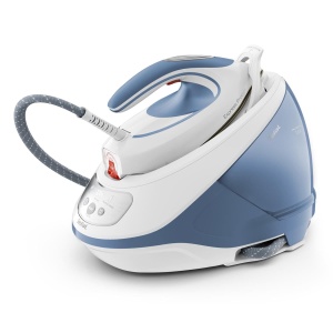 Statie de calcat Tefal Express Protect SV9202 | Presiune puternica de 7,5 bari | Explozie: 520 g/min | Rezervor de apa de 1,8 L | Tehnologie Smart Temp | colector de var detasabil | Foarte silentios | Albastru - Img 1