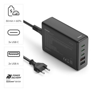 Statie de incarcare Hama 5 porturi USB, 140W, USB-C PD, design slim - Img 3