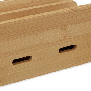 Statie de incarcare Relaxdays din bambus pentru 6 dispozitive, organizator cabluri - Img 9