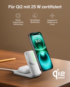 Statie de incarcare wireless Belkin UltraCharge 2-in-1, 25W, alba - Img 7