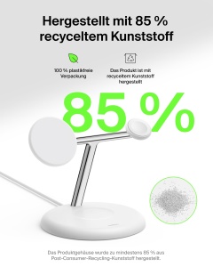 Statie de incarcare wireless Belkin UltraCharge 3-in-1, 25W, alba - Img 9