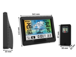Statie Meteo BERDSEN BD-901 cu Display, Masurare Temperatura Interioara si Exterioara, Alarma Snooze, Negru - Img 9