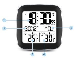 Statie Meteo BERDSEN BD-903 cu Display, Masurare Temperatura Interioara si Exterioara, Alarma Snooze, Culoare Argintie - Img 6
