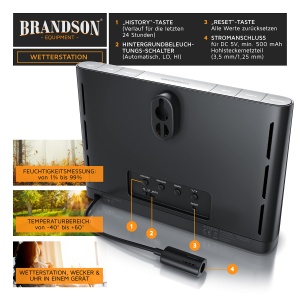 Statie meteo Brandson Funk cu display LCD color si senzor extern - Img 3