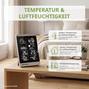 Statie Meteo Bresser ClimateTemp NDV-NEO, cu Senzor Exterior, ArgintieNeagra - Img 7