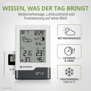 Statie Meteo Bresser cu Sensor Exterior, AlbGri, Temperatura si Umiditate - Img 3