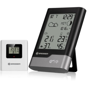 Statie Meteo Bresser cu Senzor Exterior, NegruGri, DCF, Display LCD